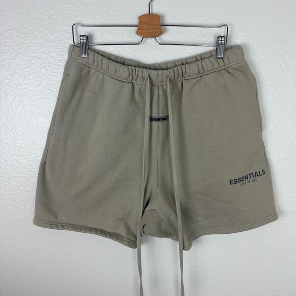 Essentials Fear Of God Men's Sweatshorts L Beige Stretch Casual Streetwear Every - Picture 1 of 7